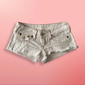 White Joey cut off true religion Jean shorts